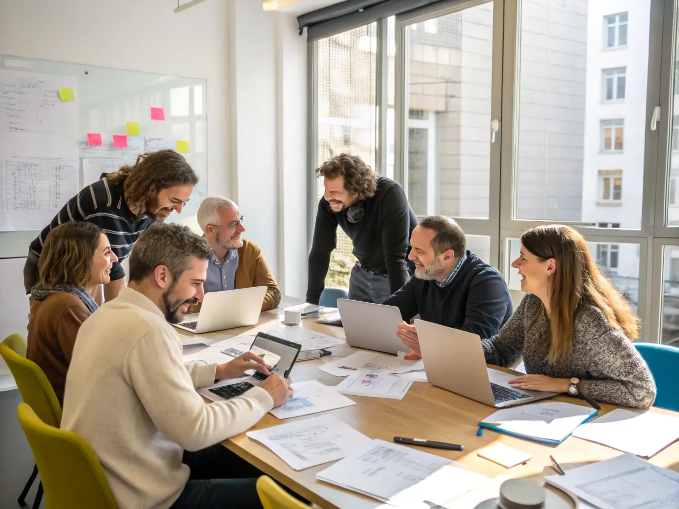 An image of a startup team discussing financial plans with a consultant in a modern office setting, with charts and funding documents on the table, representing startup capital planning services.